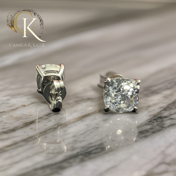 1 carat Lab Hybrid Earrings - Lab Diamond Earrings - Picture 3 of 5